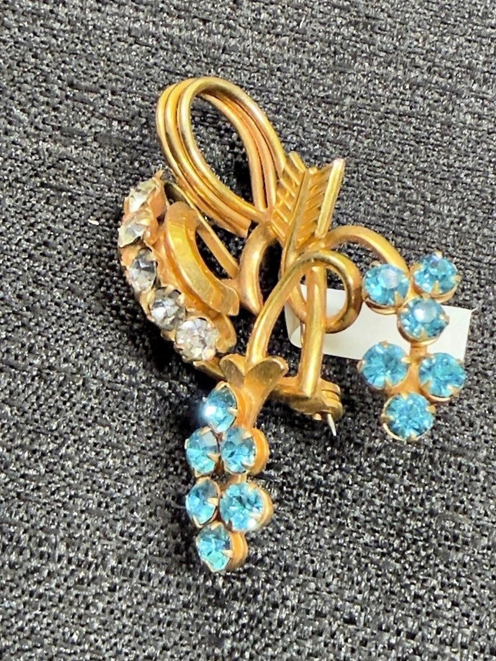Gold & Blue Floral Brooch